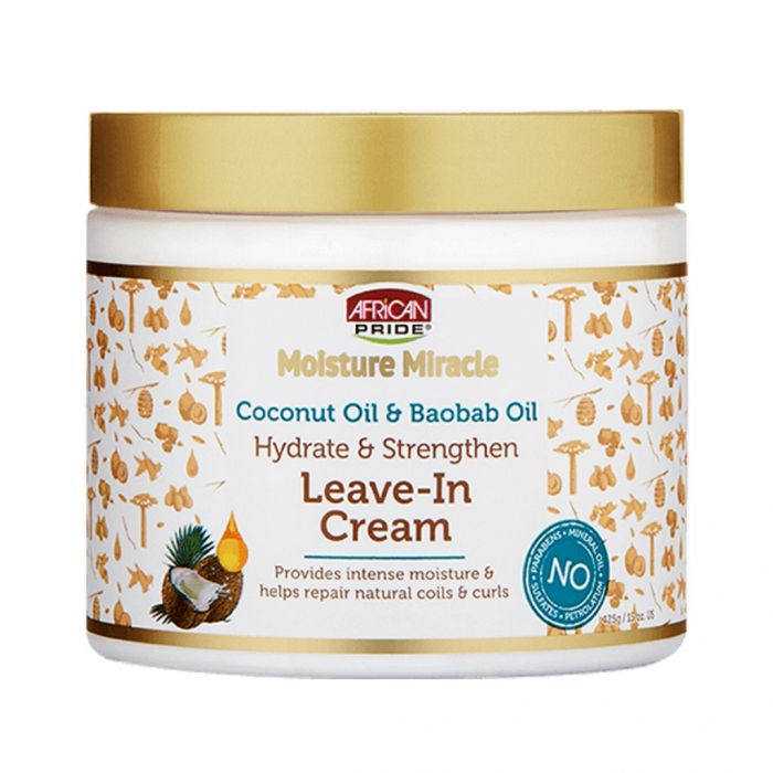 African Pride Moisture Miracle Coconut Oil & Baobab Oil Hydrate & Strengthen Leave-In Cream 15 oz