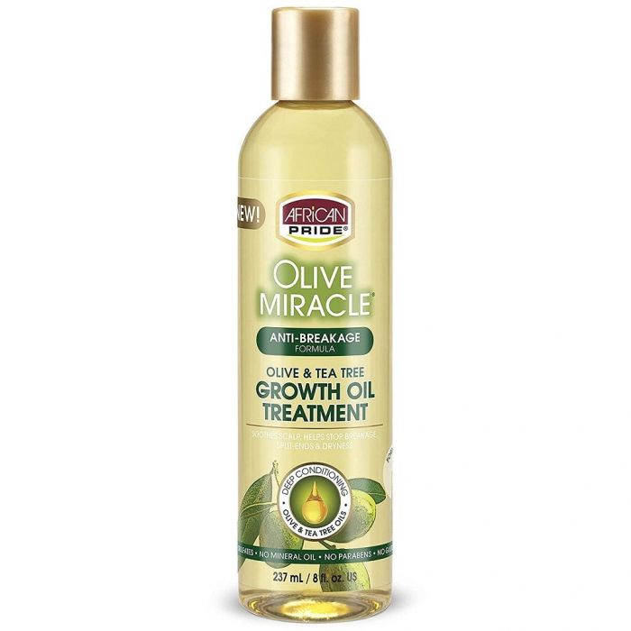 African Pride Olive Miracle Anti-Breakage Formula Olive & Tea Tree Growth Oil Treatment 8 oz