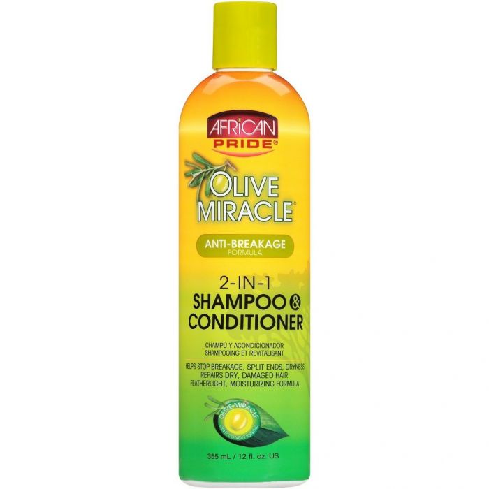 African Pride Olive Miracle Anti-Breakage 2-IN-1 Shampoo & Conditioner 12 oz