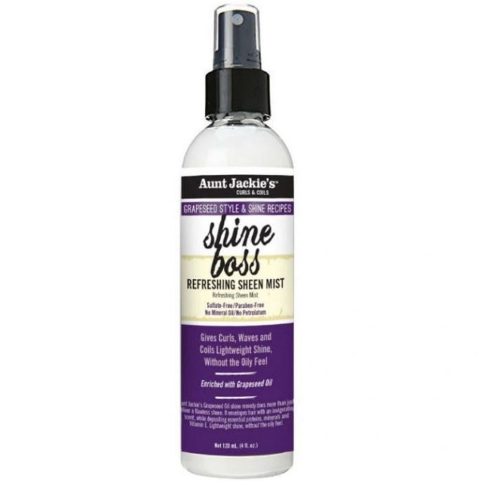 Aunt Jackie's Curls & Coils Grapeseed Style & Shine Recipes Shine Boss Refreshing Sheen Mist 4 oz