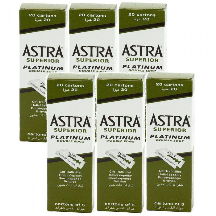 Astra Superior Stainless Double Edge Blades - 600 Blades [100 Blades x 6 Pack]