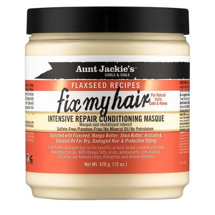 Aunt Jackie's Curls & Coils Flaxseed Recipes Fix My Hair Intensive Repair Conditioning Masque 15 oz
