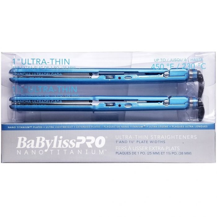 BaByliss Pro Nano Titanium Straightening Iron Combo - Ultra Thin 1" & 1 1/2" #BNTPP33UC