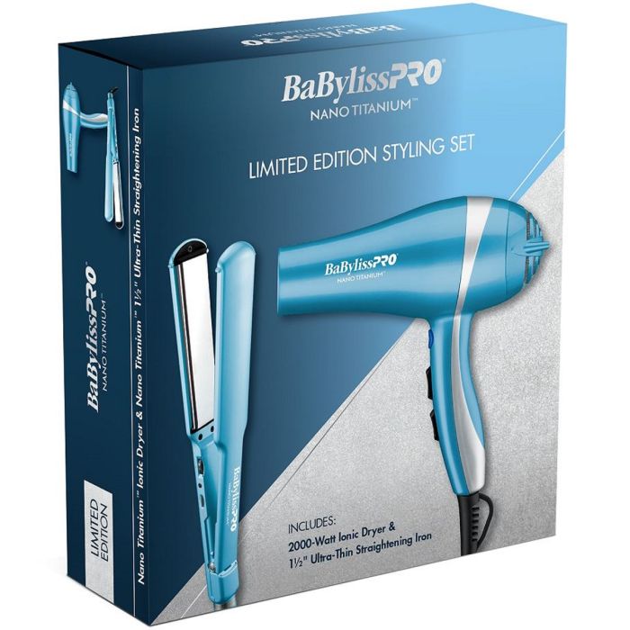 BaByliss Pro Nano Titanium 1-1/4" Dual Ionic Straightener & Dryer Combo #BNTPP55