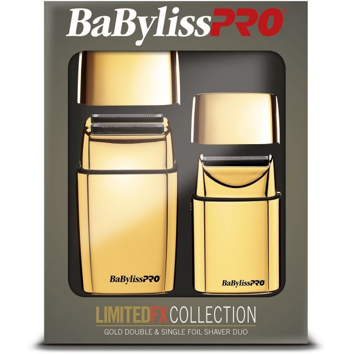 BaByliss Pro LIMITEDFX Collection - Limited Edition Gold / Black Double & Single Foil Shaver Combo #FXFSHOLPK2GB