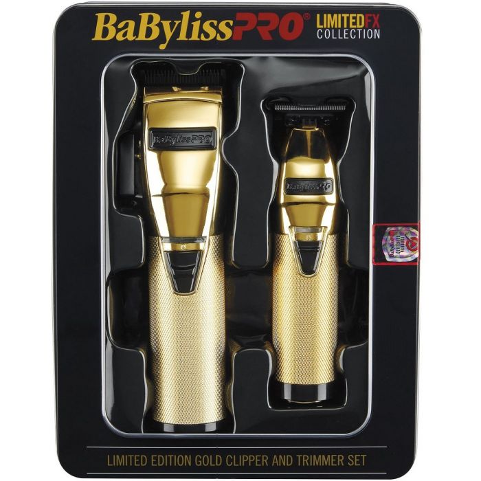 BaByliss Pro LIMITEDFX Collection - Limited Edition Gold / Black Clipper & Trimmer Combo #FXHOLPK2GB 