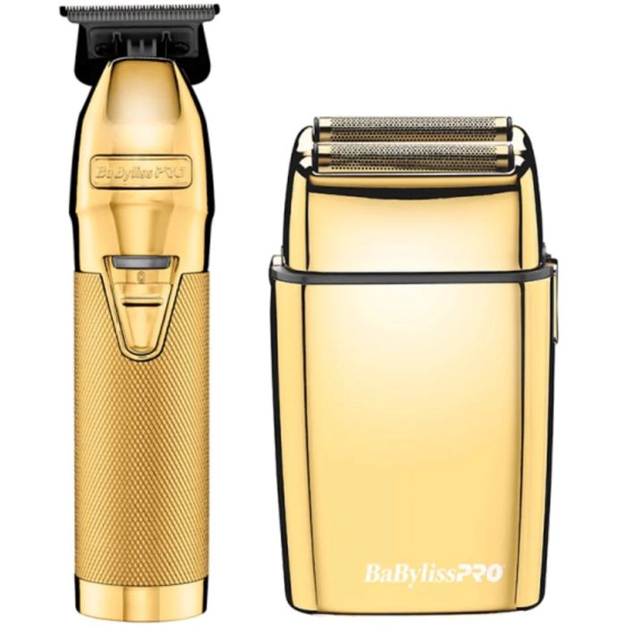 BaByliss Pro GOLDFX Collection - Metal Lithium Outlining Trimmer & Double Foil Shaver #FXHOLPK2G