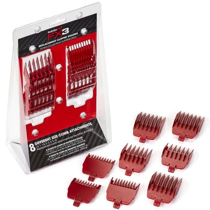 BaByliss Pro Red Attachment 8 Pcs Comb Set Fits All 811 Models #FXCSX271