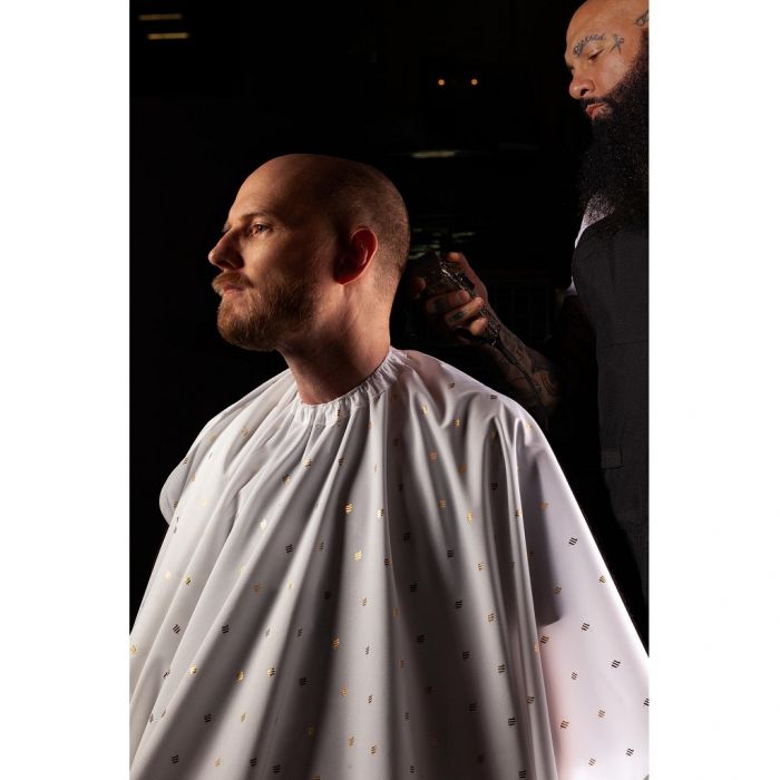 Barber Strong The Barber Cape 24K White Gold - Barber Shield #BSC11-WHT/GOLD