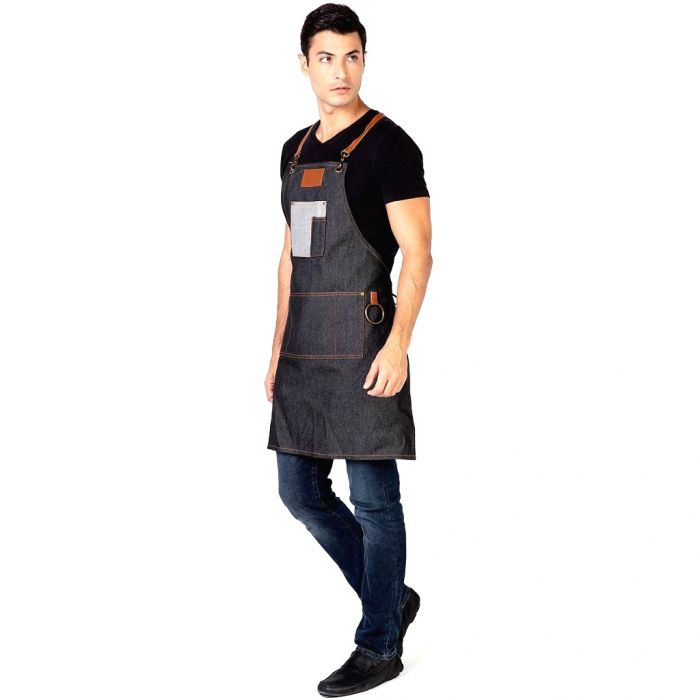 Betty Dain Brooklyn Denim Barber Apron - Black #195-BLK