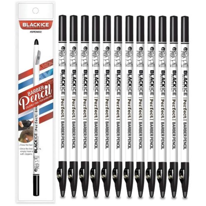 Black Ice Barber Pencil - White #BPEN002 [12 Pack]