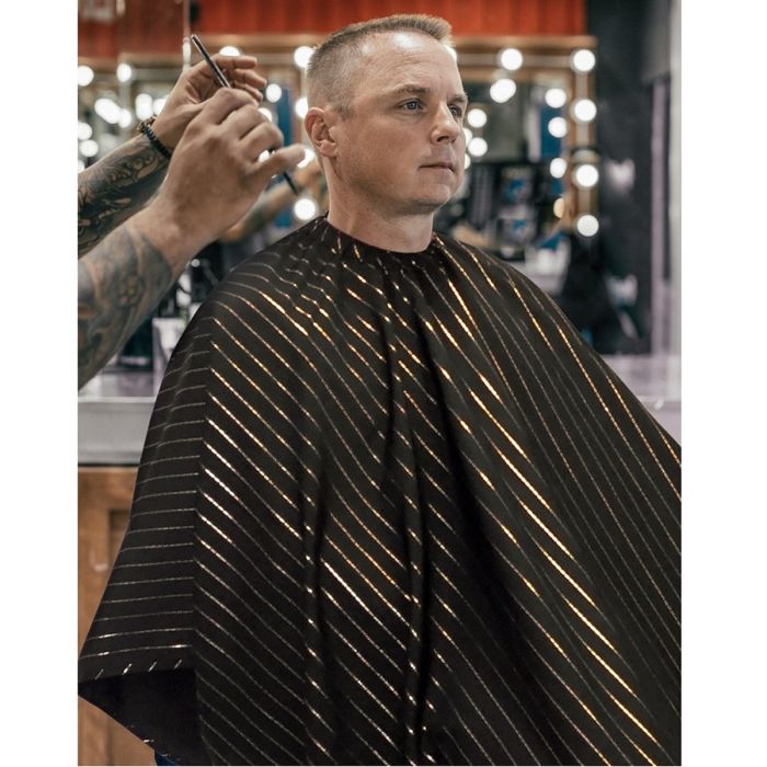 Barber Strong The Barber Cape 24K Gold - Black w/ 24K Gold Pinstripe #BSC10-BLK/GOLD