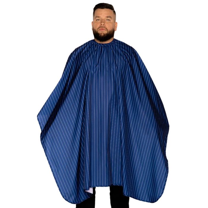 Barber Strong The Barber Cape - Blue w/ White Pinstripe #BSC14-BLE/WHT
