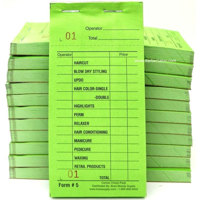 Cameo #5 Salon Color Check Pad [Green] - 1,200 Slips [100 Slips x 12 Pack]