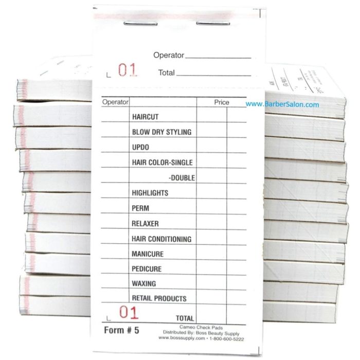 Cameo #5 Salon Color Check Pad [White] - 1,200 Slips [100 Slips x 12 Pack]