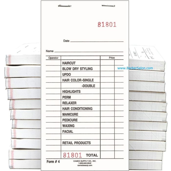 Cameo #4 Salon Deluxe Check Pads - 1,200 Slip [100 Slips x 12 Pack]