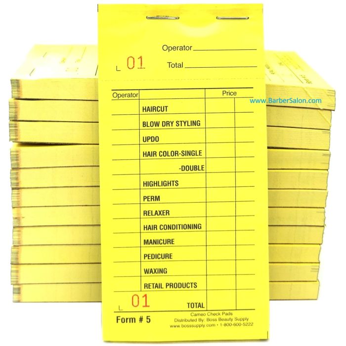 Cameo #5 Salon Color Check Pad [Yellow] - 1,200 Slips [100 Slips x 12 Pack]