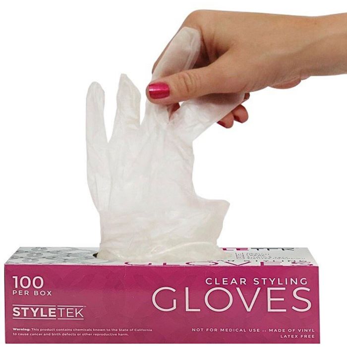 Styletek Deluxe Touch Clear Vinyl Gloves 100 Pcs - Medium #7126PF
