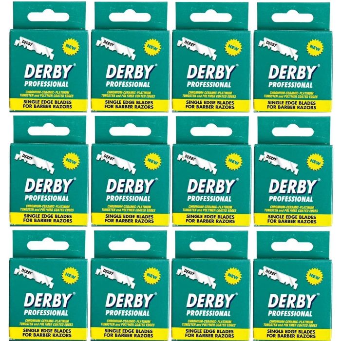 Derby Professional Single Edge Razor Blades - 1,200 Blades [100 Blades x 12 Pack]