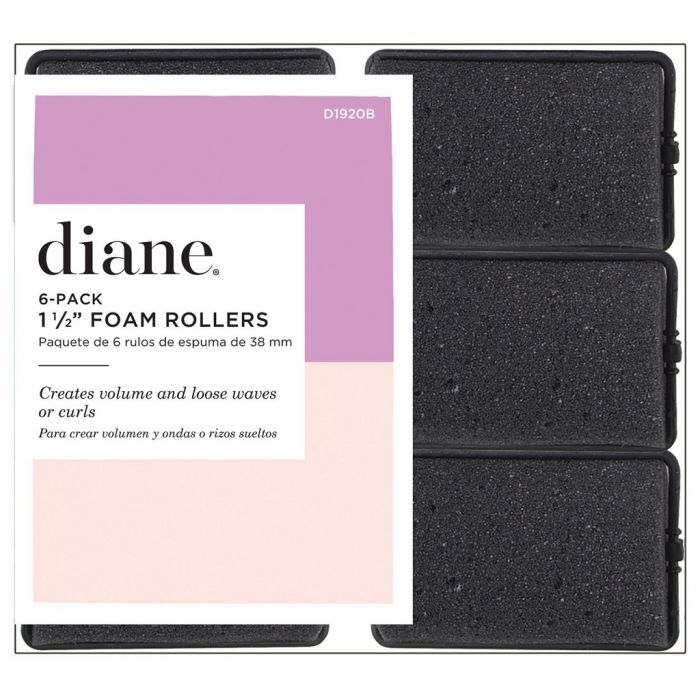 Diane Foam Rollers 1-1/2" Black - 6 Pack #D1920B