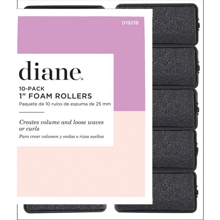 Diane Foam Rollers Black 1" - 10 Pack #D1921B