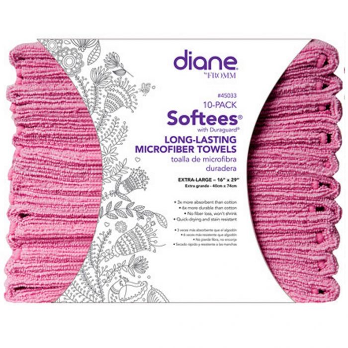 Diane Softees Long Lasting Microfiber Towels - Pink 10 Pack #45033