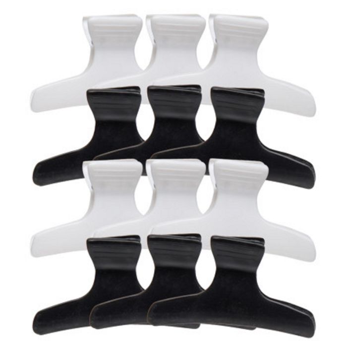 Diane Large Butterfly Clamps Black & White - 12 Pack #D13