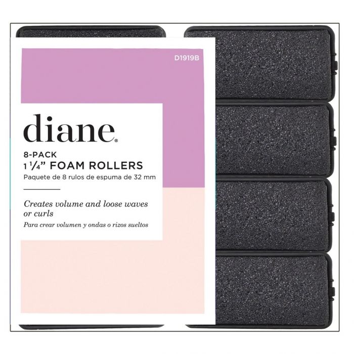 Diane Foam Rollers 1 1/4" Black - 8 Pack #D1919B