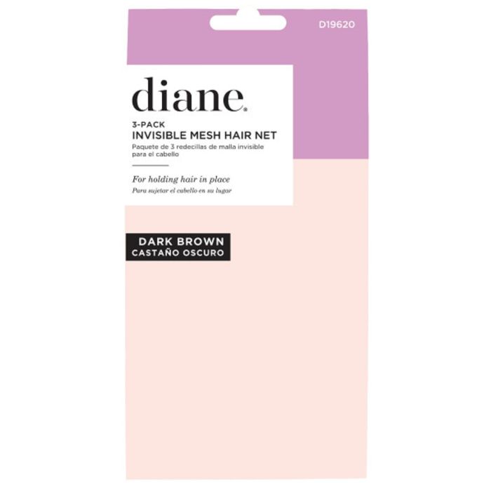 Diane Invisible Mesh Hair Net 3 Pack - Dark Brown #D19620