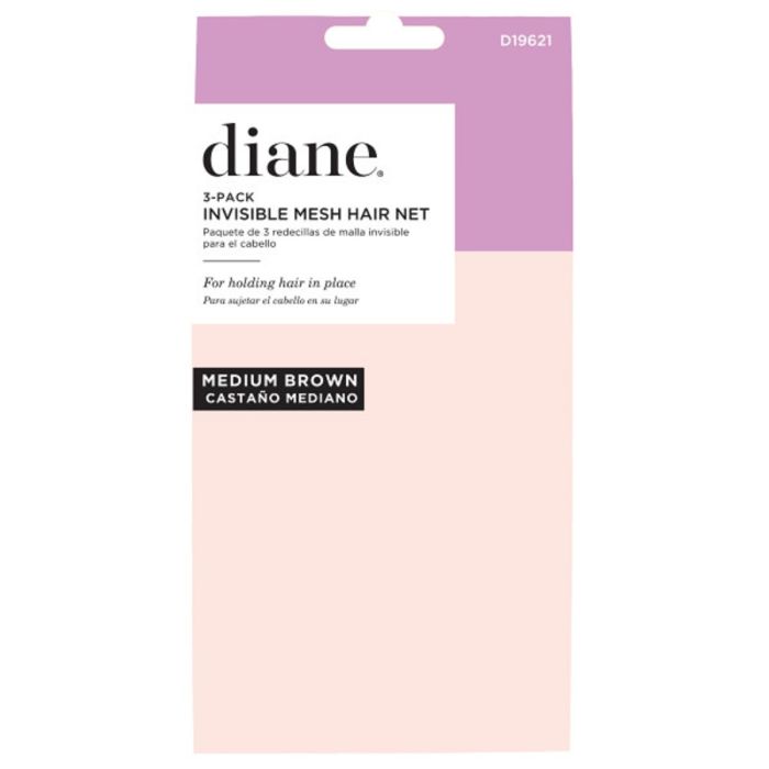Diane Invisible Mesh Hair Net 3 Pack - Medium Brown #D19621