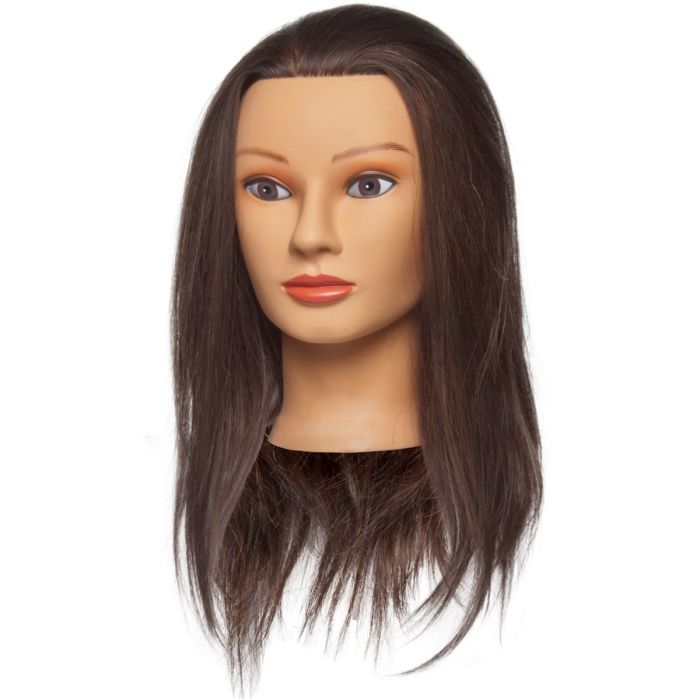 Diane 100% Human Hair Mannequin Head - Brown Hair - Penelope 18" - 20" #D308