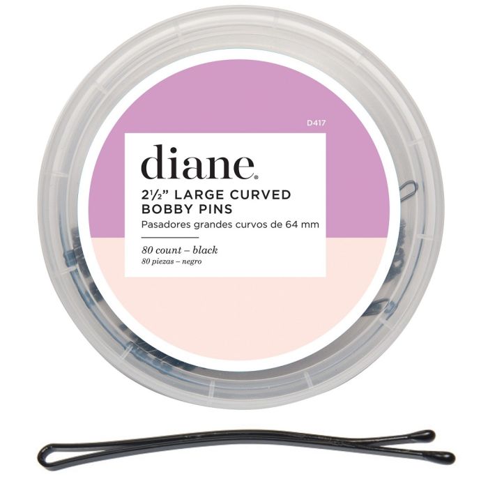 Diane Large Curved Bobby Pins 2-1/2" Black - 80 Count Jar #D417