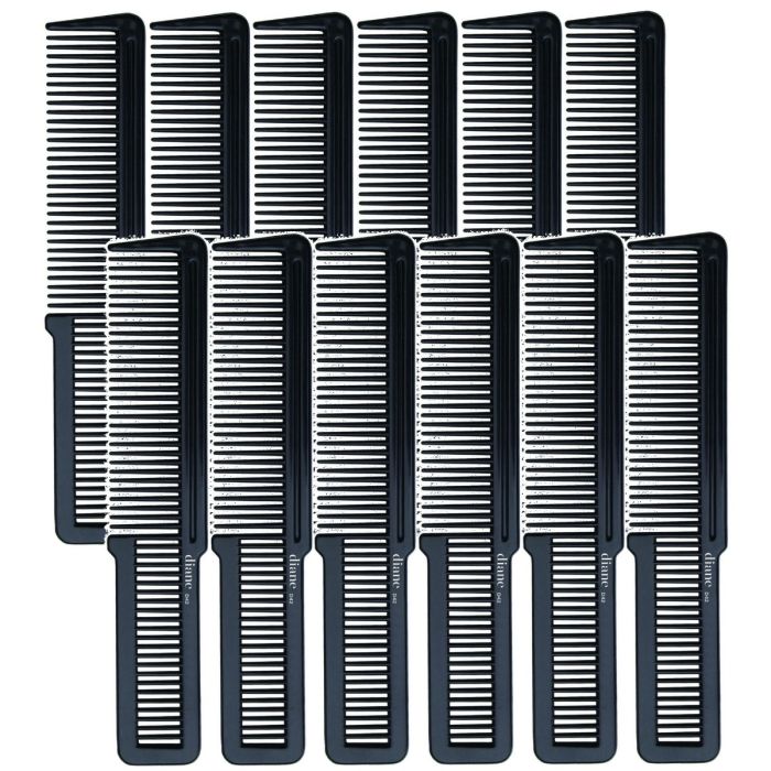 Diane Flat Top Comb 8" - Black #D42 [12 Pack]