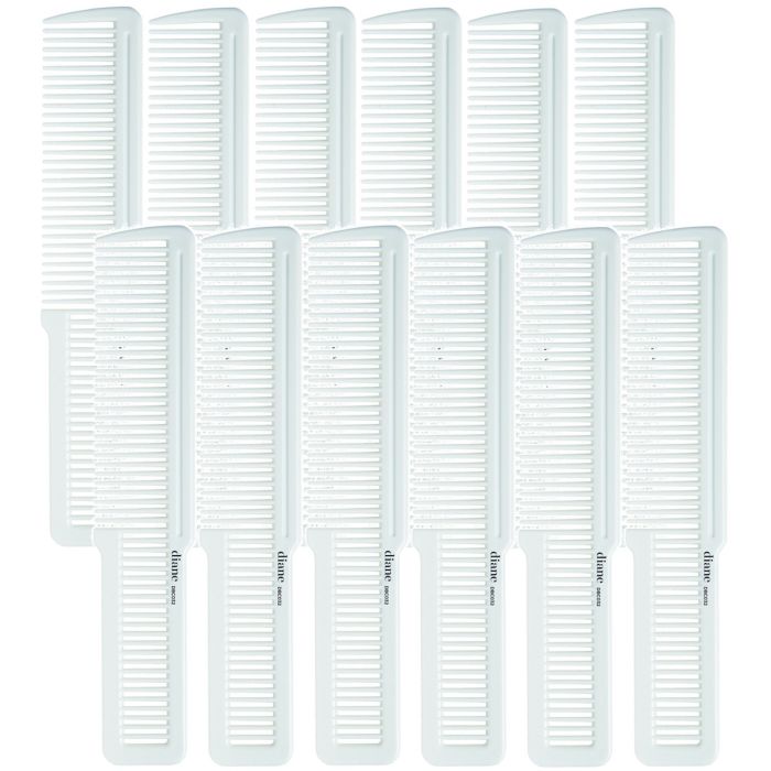 Diane Flat Top Comb 8" - White #DBC032 [12 Pack]