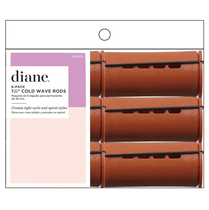 Diane Cold Wave Rods 1-1/2" Brown - 6 Pack #DCW15