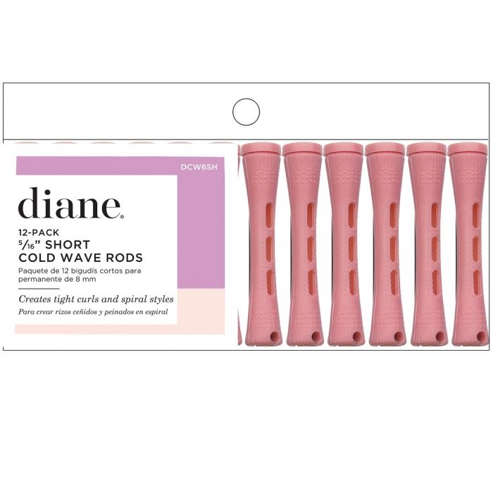 Diane Short Cold Wave Rods 5/16" Pink - 12 Pack #DCW6SH