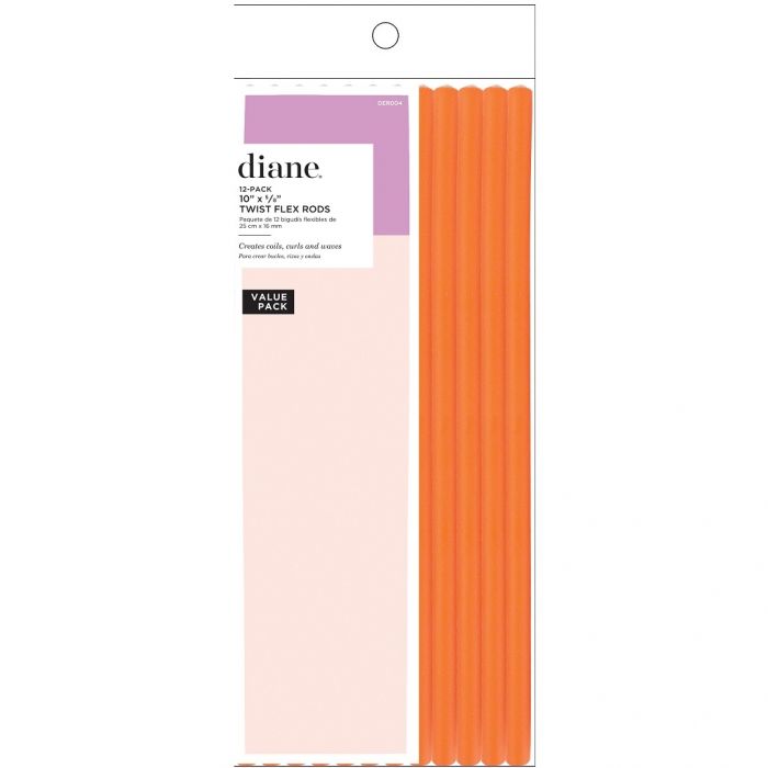 Diane Twist Flex Rods (10" x 5/8") Orange - 12 Pack #DER004