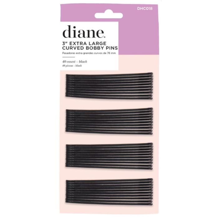 Diane Extra Large Curved Bobby Pins 3" Black - 40 Count #DHC018