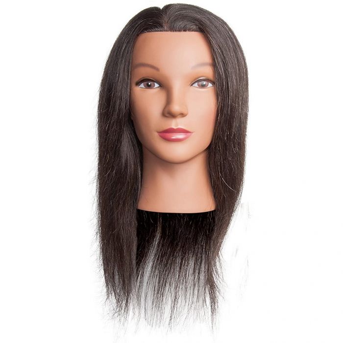 Diane 100% Human Hair Mannequin Head - Black Hair Dark Complexion - Ava 20" - 22" #DMM012