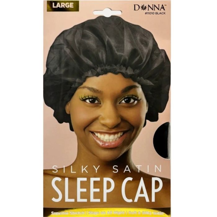 Donna Premium Collection Satin Sleep Cap Large - Black #11010