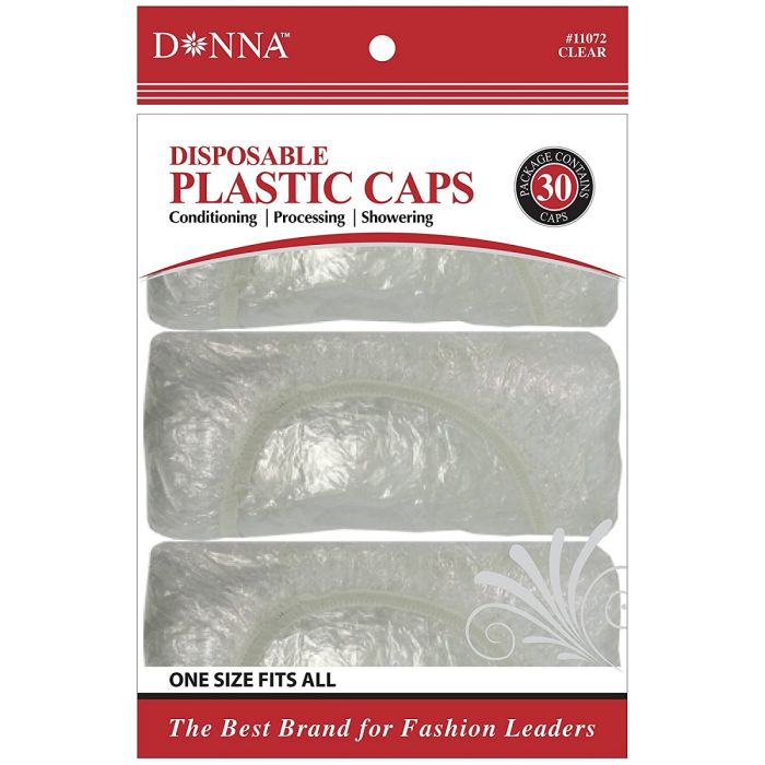 Donna Disposable Plastic Caps Clear - 30 Pack #11072