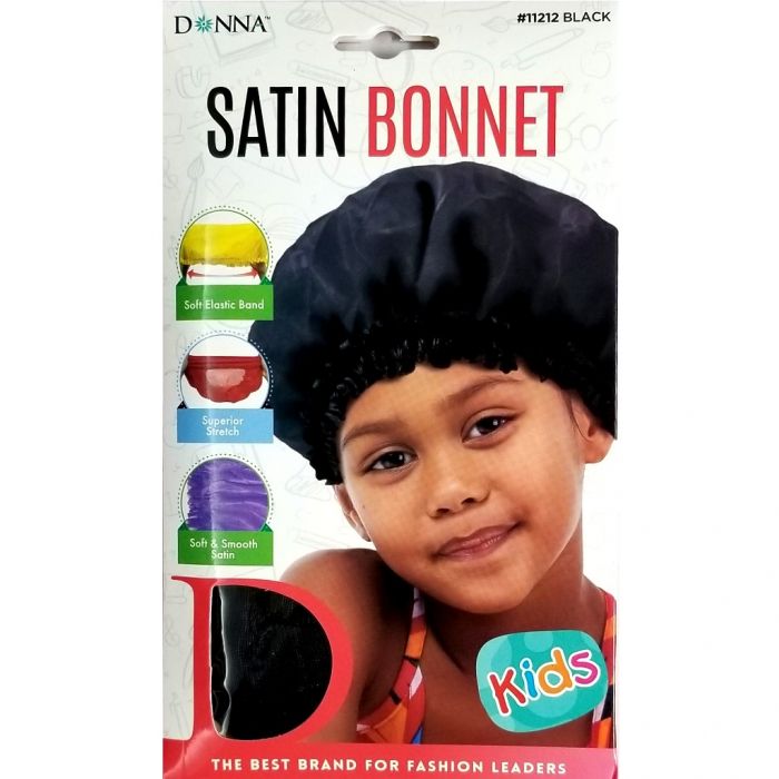 Donna Premium Collection Kids Satin Bonnet - Black #11212