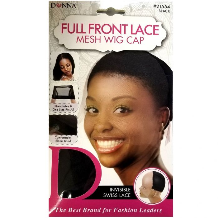 Donna Full Front Lace Mesh Wig Cap Invisible Swiss Lace - Black #21554