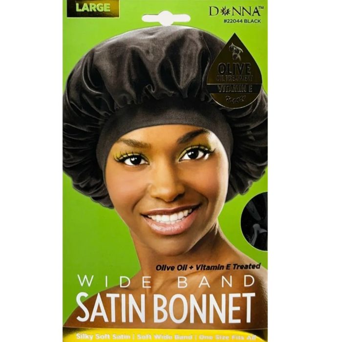Donna Olive Oil + Vitamin E Treated Wide Band Bonnet - Black #22044