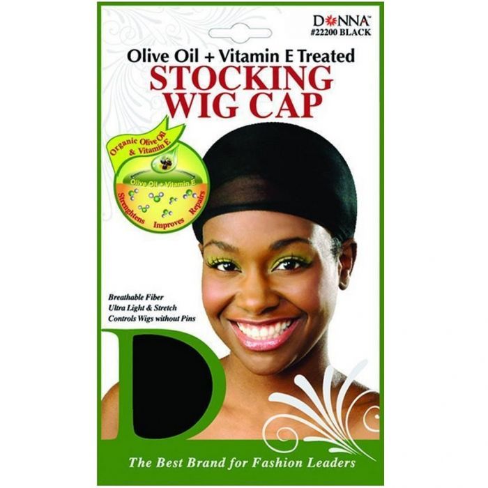 Donna Olive Oil + Vitamin E Treated Stocking Wig Cap 2 Pcs - Black #22200