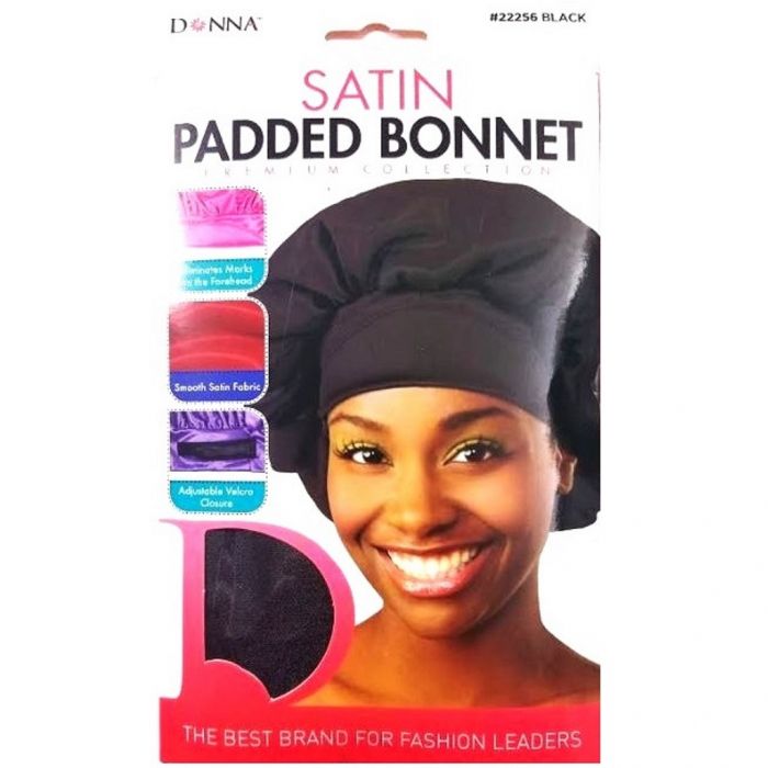 Donna Premium Collection Satin Padded Bonnet - Black #22255