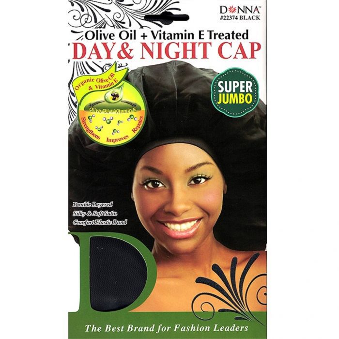 Donna Olive Oil + Vitamin E Treated Day & Night Cap Super Jumbo - Black #22374