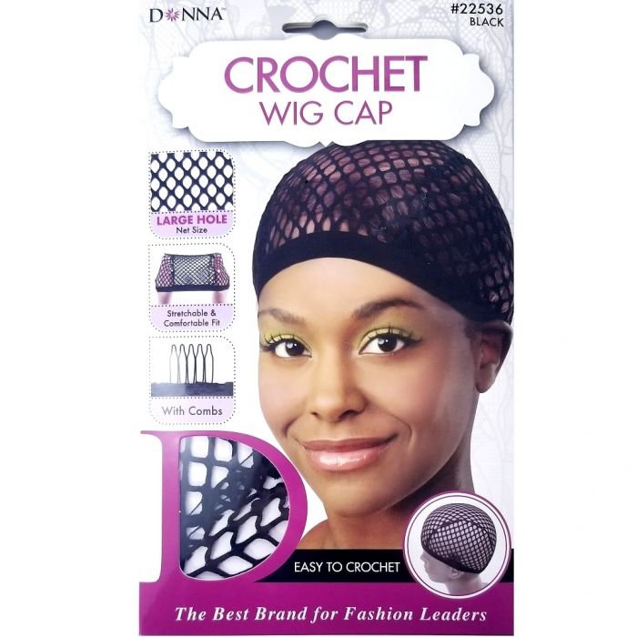 Donna Crochet Wig Cap Large Hole Net - Black #22536