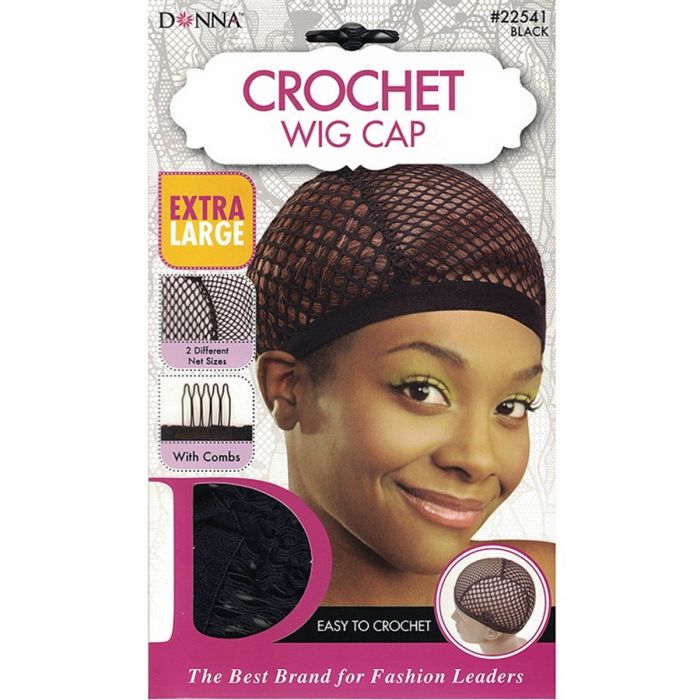 Donna Crochet Wig Cap 2 Different Hole Net Extra Large - Black #22541