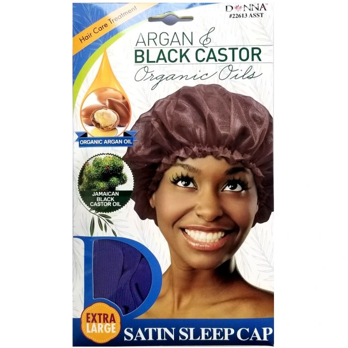 Donna Argan & Black Castor Organic Oils Satin Sleep Cap X-Large - Assorted #22613